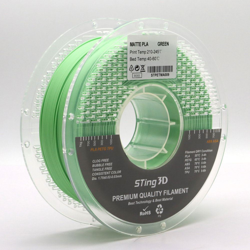 Sting3D PLA Matte - Green - 3D Filament 1.75mm, 1kg